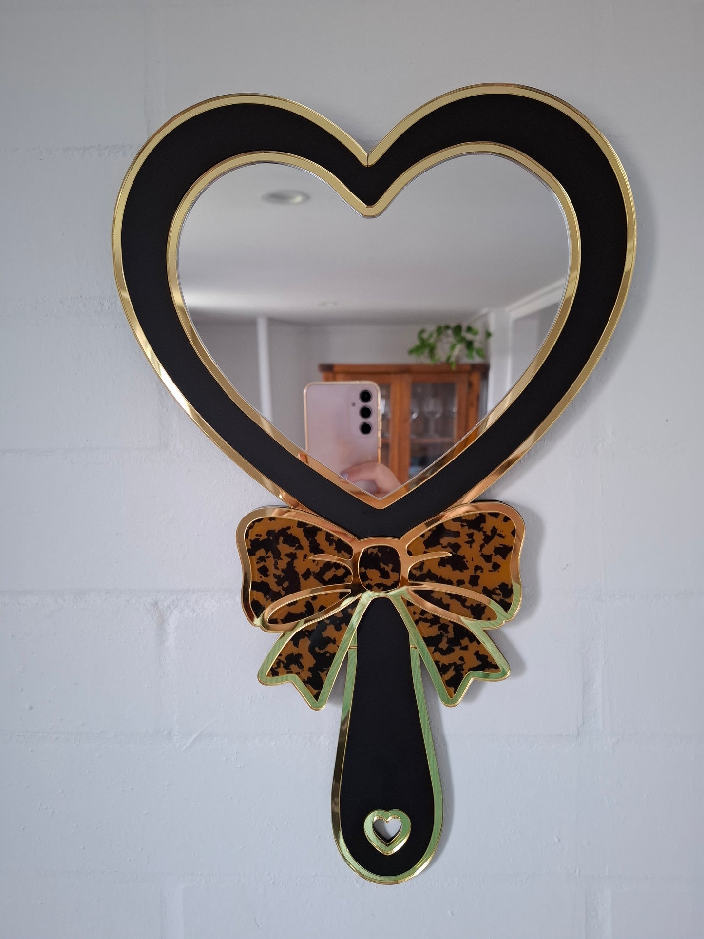 Leopard Bow Heart Mirror - Symmone