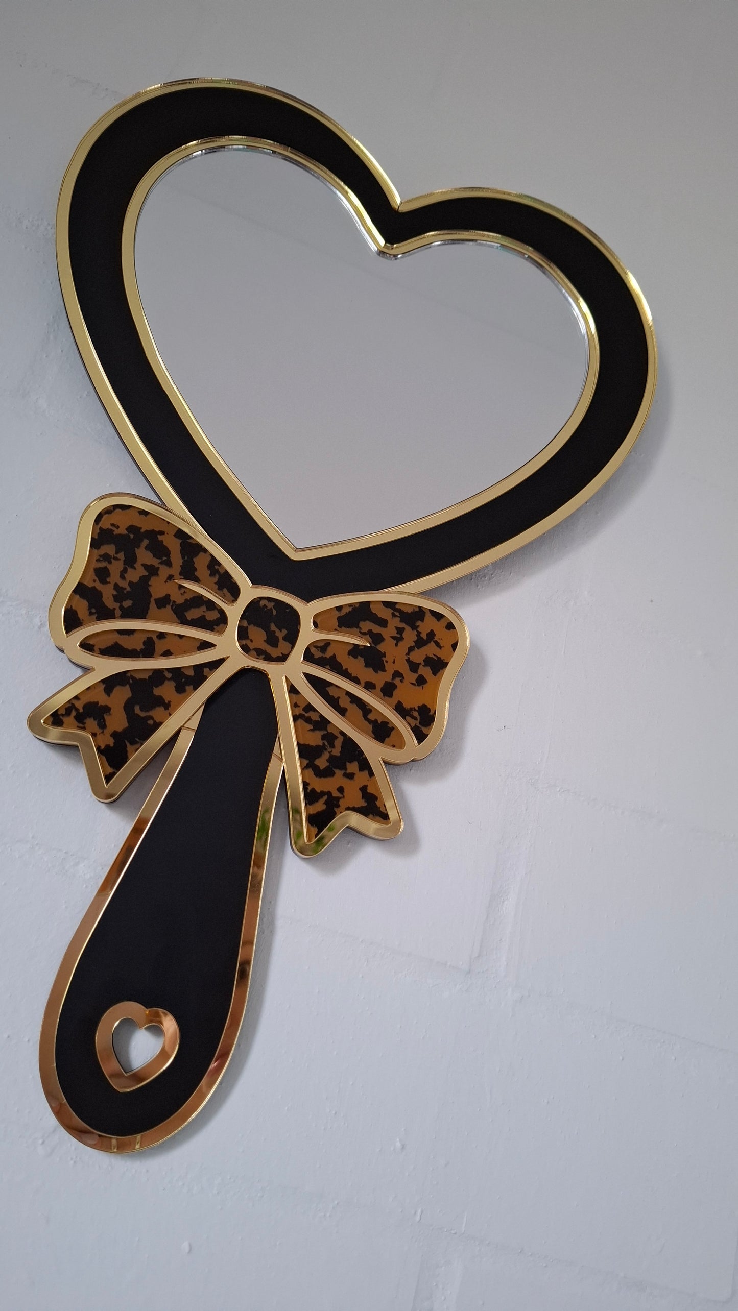 Leopard Bow Heart Mirror - Symmone